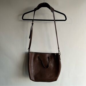 Madewell Zip Top Bag Transport? Crossbody Brown Leather EUC